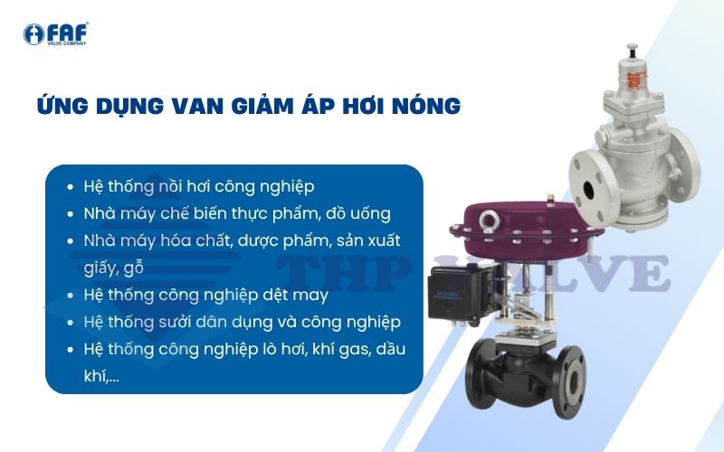 ứng dụng van giảm áp hơi nóng