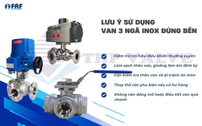 lưu ý sử dụng van 3 ngã inox