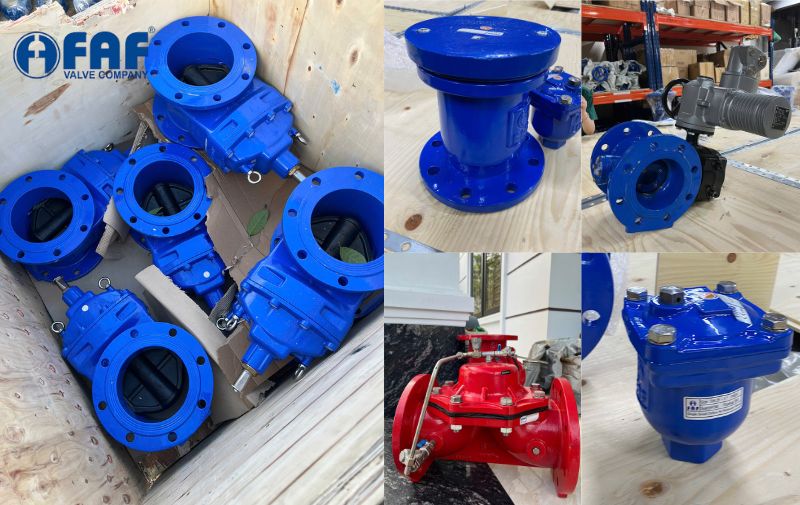 Các sản phẩm van cổng, van bướm, van phao, van xả khí,... cung cấp cho dự án