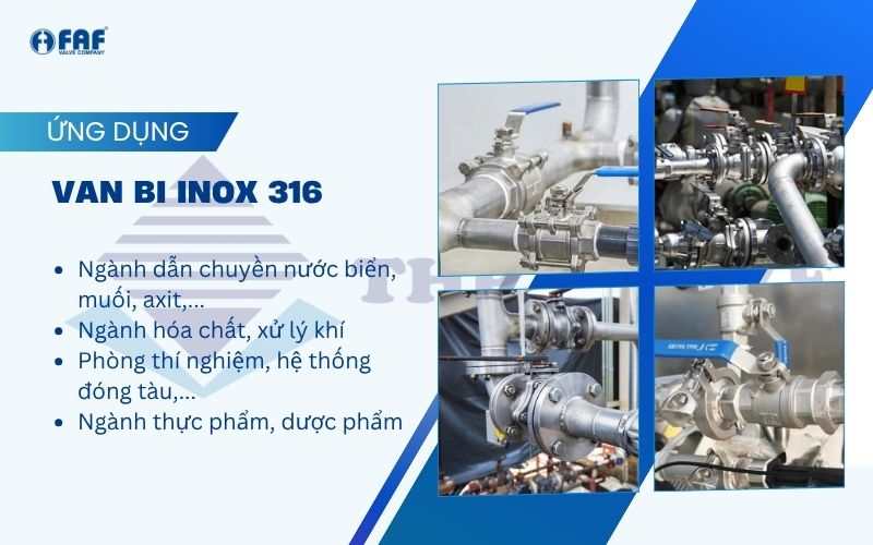 ứng dụng van bi inox 316
