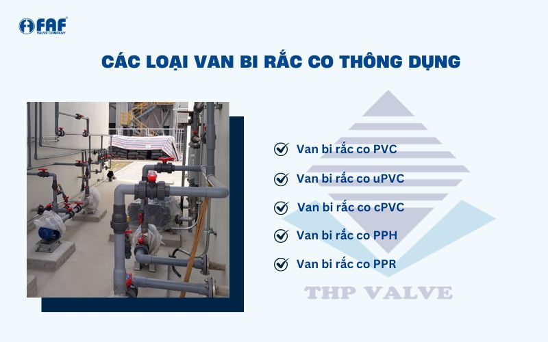 các loại van bi rắc co thông dụng