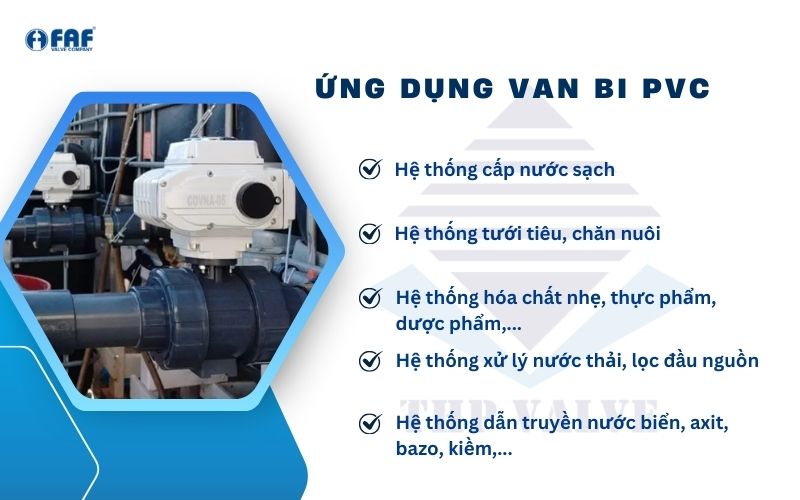 ứng dụng thực tế van bi pvc