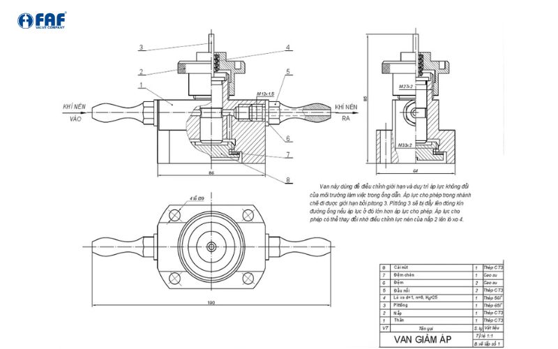 ý nghĩa bản vẽ tách chi tiết van điều áp