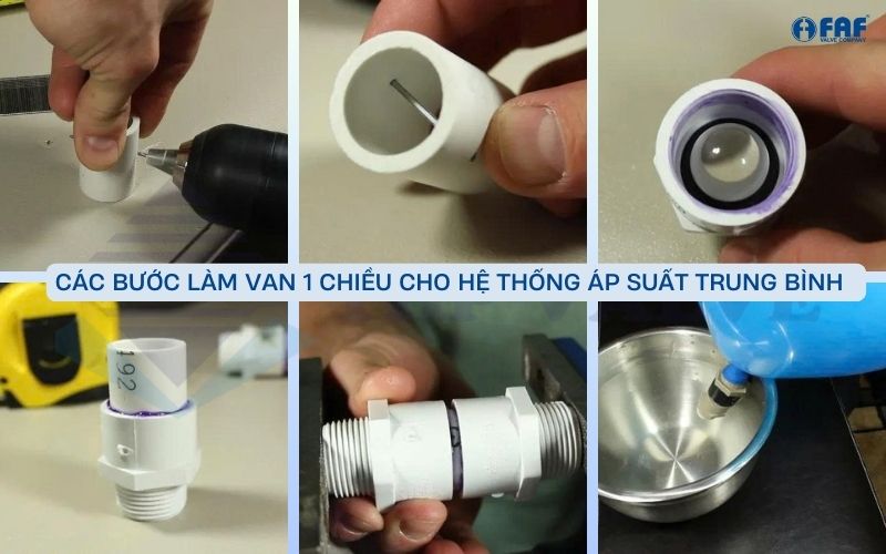 cách làm van 1 chiều áp suất trung bình