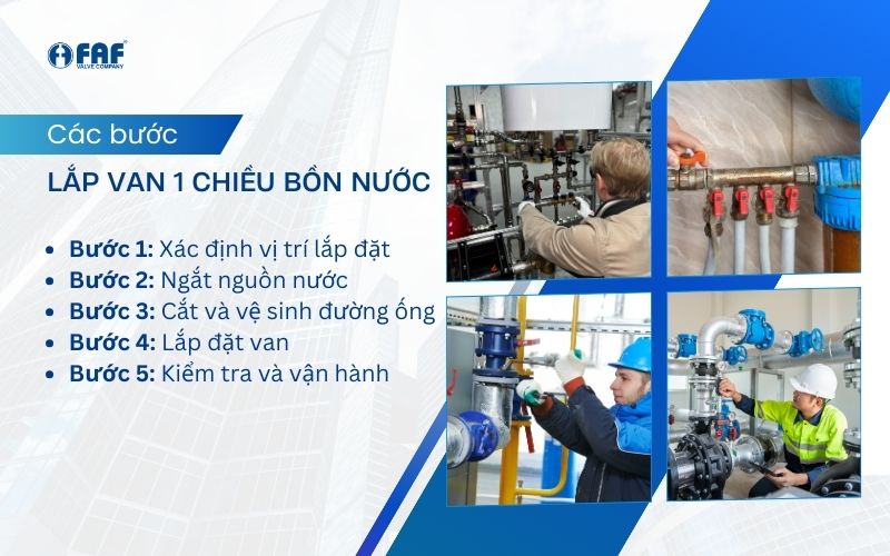 các bước lắp van 1 chiều cho bồn nước