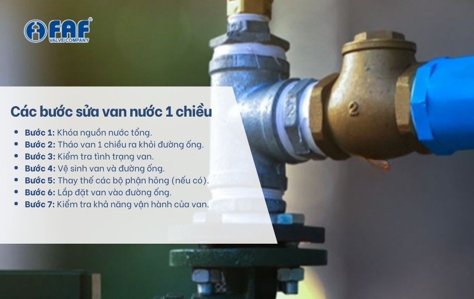 các bước sửa van 1 nước 1 chiều đúng kỹ thuật