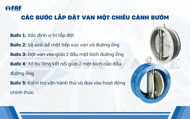 cách lắp van 1 chiều cánh bướm
