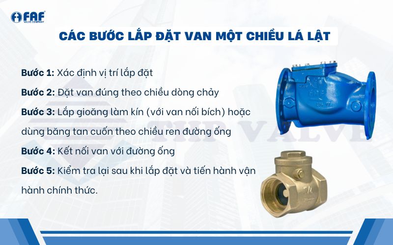 cách lắp van 1 chiều lá lật