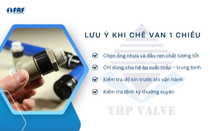 lưu ý cách làm van 1 chiều