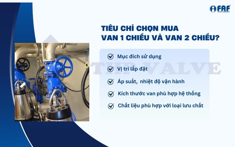 tiêu chí chọn mua van 1 chiều và van 2 chiều