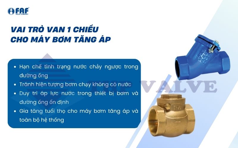 vai trò van 1 chiều cho máy bơm tăng áp