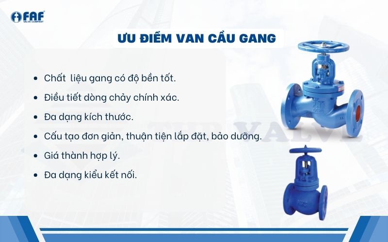 ưu điểm van cầu gang