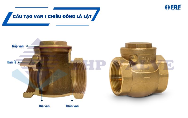 cấu tạo van 1 chiều đồng lá lật