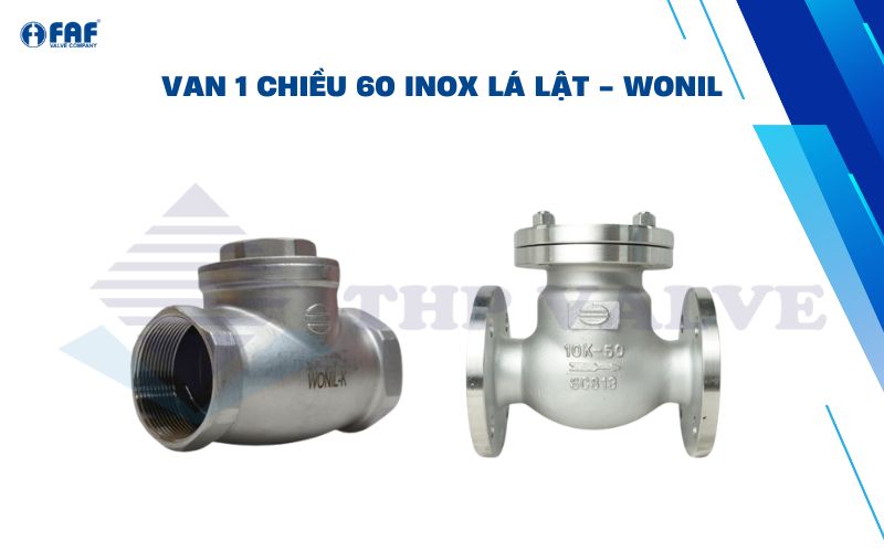 van 1 chiều lá lật inox phi 60 của wonil