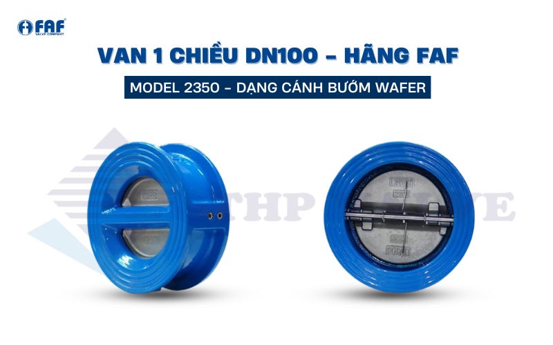 van 1 chiều dn100 model faf 2350 cánh bướm