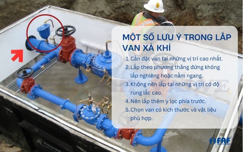 lưu ý khi lắp đặt van xả khí