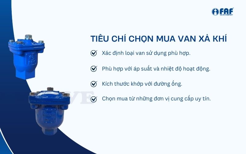 tiêu chí mua van xả khí