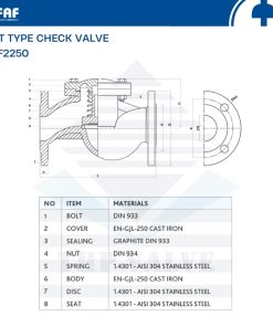 cấu tạo van một chiều chữ ngã faf 2250