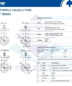 thông số cơ bản van bướm đồng tâm faf 3800u