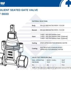 thông số cơ bản của van cổng ty chìm nối ren faf 6600