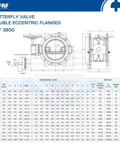 thông số kỹ thuật van bướm lệch tâm hai mặt bích faf 3800 pn10
