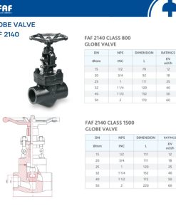 Thông số kỹ thuật van cầu hơi thép rèn FAF 2140