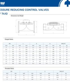 Thông số kỹ thuật van giảm áp FAF 7410