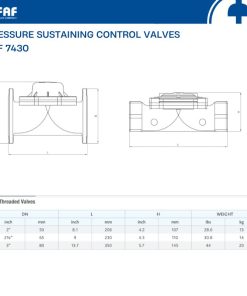 Thông số van duy trì áp suất FAF 7430 nối ren