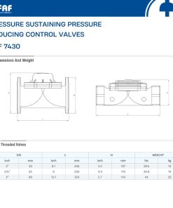 Thông số Van giảm áp - Duy trì áp FAF 7440 nối ren