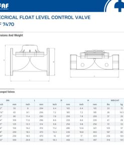 Thông số van phao điện FAF 7470 nối bích