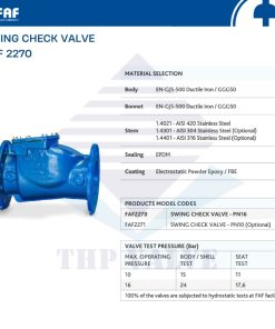 các model sản phẩm tùy chọn van một chiều lá lật mặt bích faf 2270