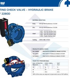 các model sản phẩm tùy chọn van một chiều đối trọng có phanh thủy lực faf 2280d
