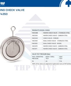 các model sản phẩm tùy chọn van một chiều lá lật wafer dạng treo faf 2300