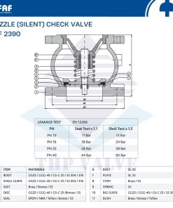 các model sản phẩm tùy chọn van một chiều lò xo nối bích faf 2390