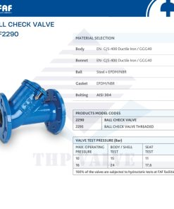 các model sản phẩm tùy chọn van bi một chiều nối bích faf 2290