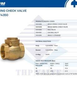 các model sản phẩm tùy chọn van một chiều lá lật nối ren faf 4350