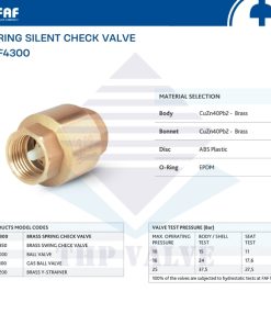 các model sản phẩm tùy chọn van một chiều lò xo nối ren faf 4300