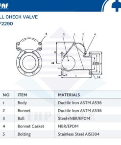 cấu tạo van bi một chiều nối bích faf 2290