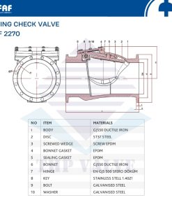 cấu tạo van một chiều lá lật mặt bích faf 2270