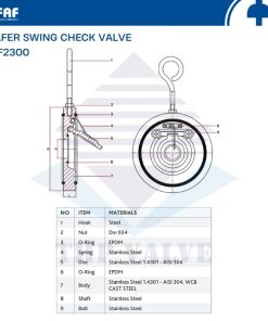 cấu tạo van một chiều lá lật wafer dạng treo faf 2300