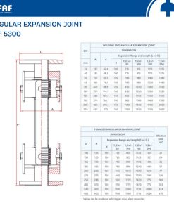 Thông số kỹ thuật khớp nối giãn nở góc FAF 5300