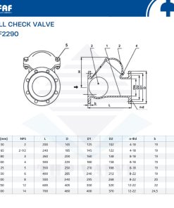 thông số kỹ thuật van bi một chiều nối bích faf 2290
