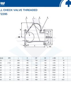 thông số kỹ thuật van bi một chiều nối ren faf 2295