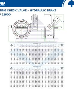 thông số kỹ thuật van một chiều đối trọng có phanh thủy lực faf 2280d