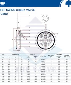 thông số kỹ thuật van một chiều lá lật wafer dạng treo faf 2300