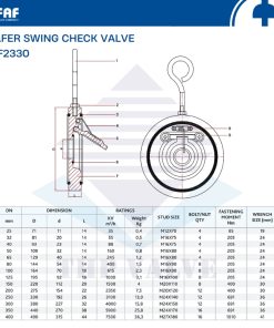 thông số kỹ thuật van một chiều lá lật wafer dạng treo faf 2330