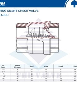 thông số kỹ thuật van một chiều lò xo nối ren faf 4300