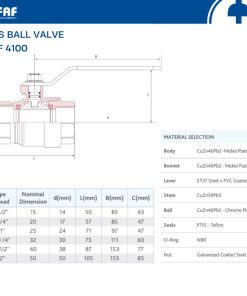 Thông số van bi đồng nối ren khí gas FAF 4100