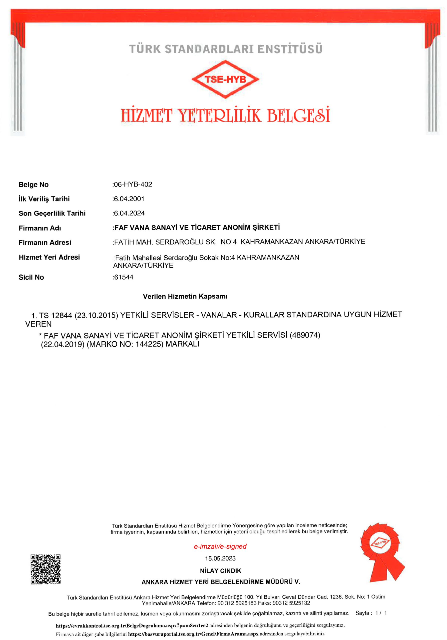 Chứng chỉ Dịch vụ Chất lượng