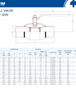 Thông số kỹ thuật van bi nối hàn FAF 1270